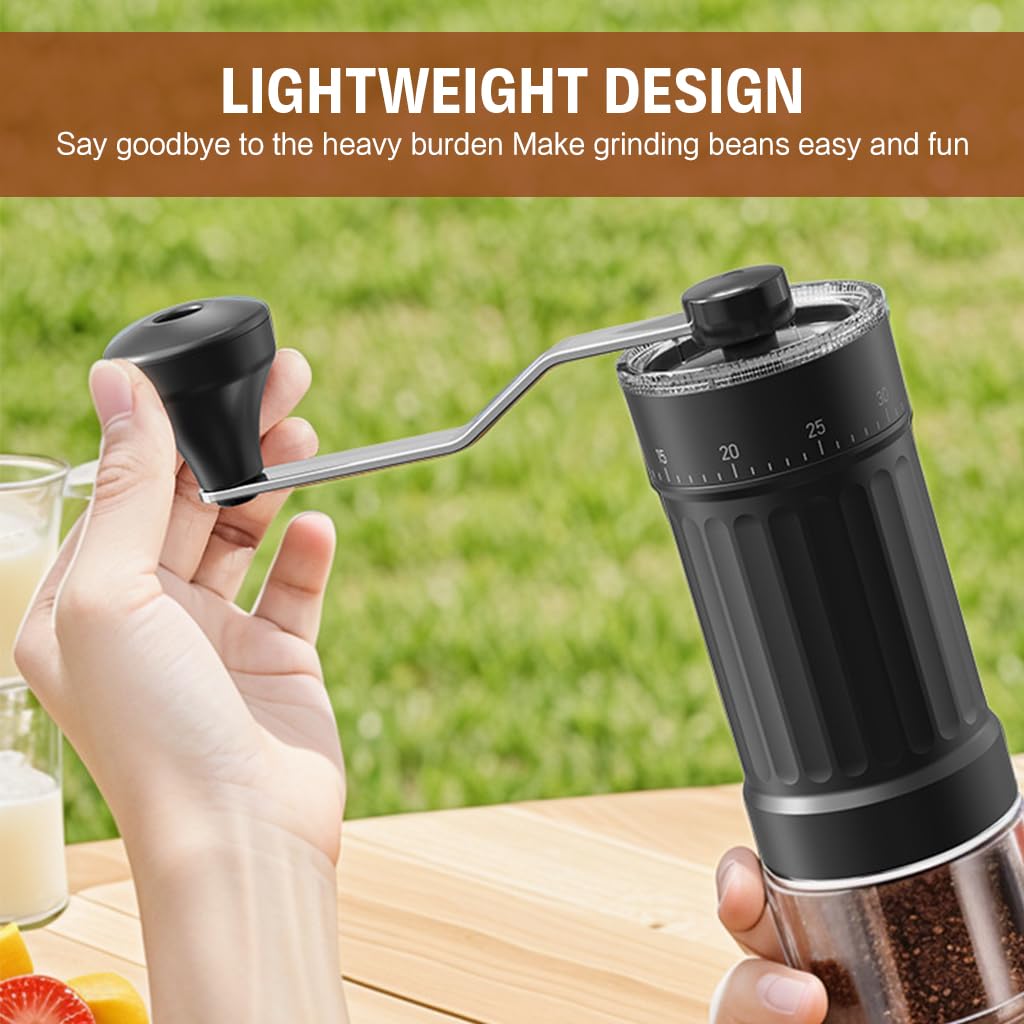 HASTHIP® Coffee Bean Grinder Manual Manual Burr Grinder Moka Pot Espresso Coffee Adjustable Coarse Design Conical Ceramic Burr for Espresso,Pour Over