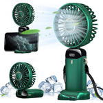 HASTHIP Hand Fan for Home Office and Travel with 3000mAh Battery Featuring 5 Speeds and Foldable Design | Green 3 PCS
