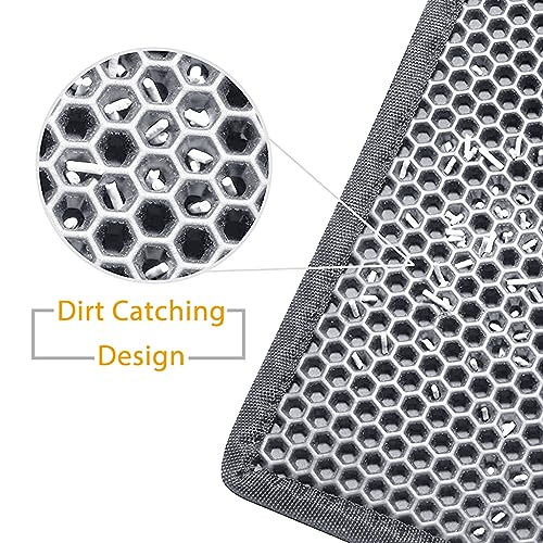 HASTHIP® Cat Litter Mat, 15.7*23.6 inches/40*60cm Litter Mat Double Layer Open Edge Design, Waterproof EVA Material, Durable and Washable, Cats Litter Box, Cat Litter Tray (Grey)