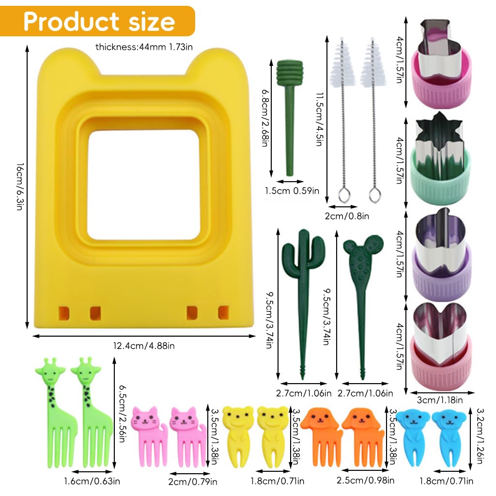 HASTHIP® DIY Sandwich Maker Cutter and Sealer Set Stainless Steel Biscuit Mold, 10Pcs Cartoon Mini Fruit Forks DIY Homemade Bread Sandwich Maker Molds Sandwich Press Mold Cutter and Sealer