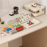 HASTHIP Kids Building Blocks Storage Box 3 Layer with Removable Lids and Handle | Organizer Case with Divider Inserts for Small Toy Sorting