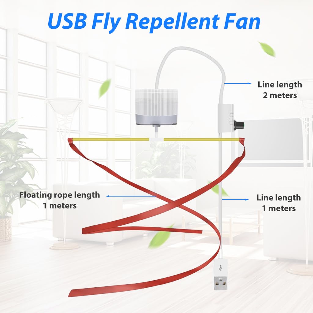 HASTHIP USB Fly Repellent Fan for Indoor and Outdoor Use with 9.8 ft Cable | Stepless Speed Adjustment and Spiral Blade Design