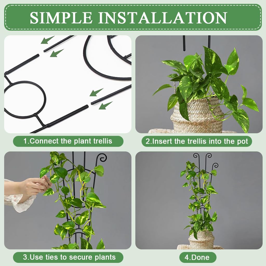 HASTHIP Flower Trellis for Climbing Plants with 32 in Frame and Cut Out Design | Sheathed Metal Pipe Support
