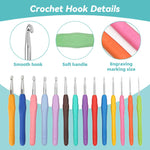 HASTHIP® Crochet Hook Set 14 Sizes Crochet Hook Set with Carry Bag, Needles, Color Stitch Markers, Measure Tape Beginners Crochet Hook Set for Crochet Art, DIY Crafting