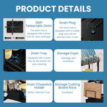 HASTHIP Kitchen Utensil Drying Rack with Double Layer Storage and Drain Pipe | 42x30x32cm Metal Organizer