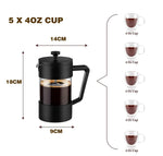 HASTHIP French Press Coffee Maker for Coffee and Tea with 3 Layer Filtration 600 ml Borosilicate Glass