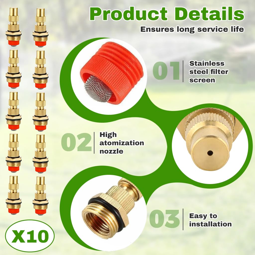 HASTHIP Gardening Sprinklers for Lawn and Greenhouse | 10Pcs Adjustable Copper Nozzles