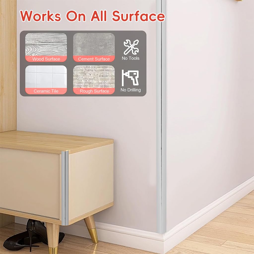 HASTHIP Wall Molding Trim for Corner Protection featuring Self Adhesive L Corner Design 9.84ft PVC Silver