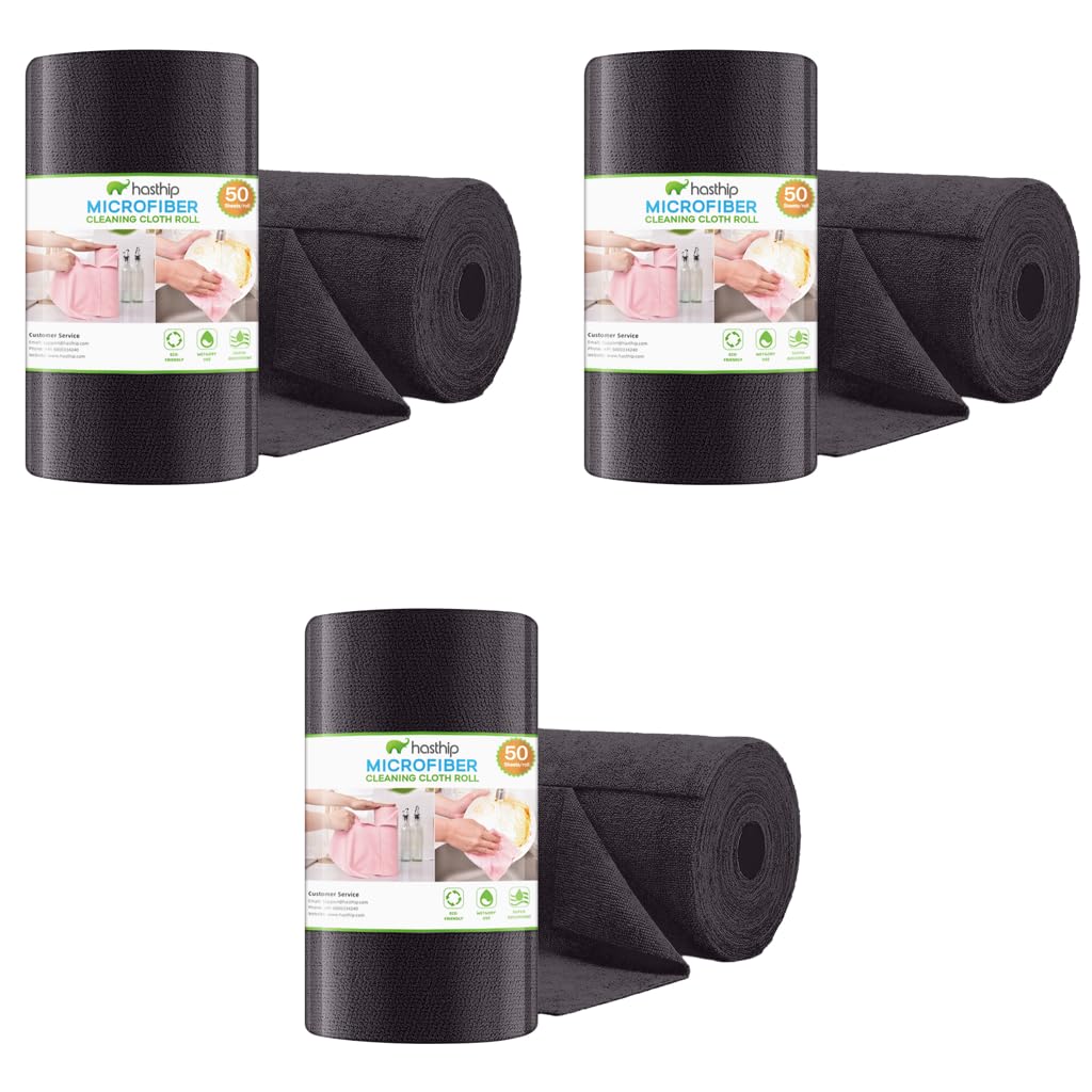 HASTHIP Microfiber Cleaning Cloth Roll 50 Pack 9.8 in Precut Reusable Polyester Wipes for Kitchen & Car