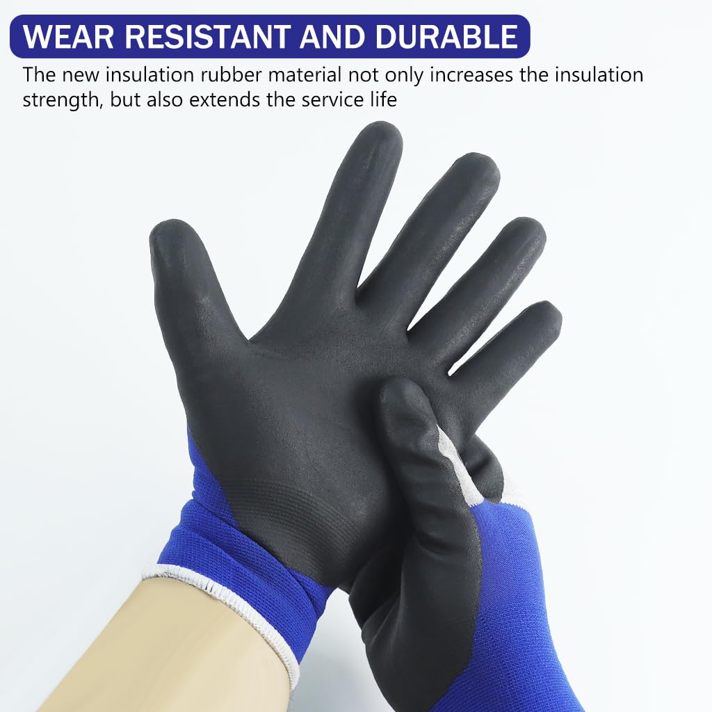 Serplex® Electrical Insulated Gloves 500V Voltage Resistance, Flame Retardant, Non-Slip Rubber Design for Electricians, High Voltage Work, Safety, L