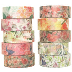 10 Roll Washi Tapes Set Spring Flower Colour Tapes Decorative Tape Craft Supplies for DIY Craft,, Journal Supplies, Gift Wrapping, Scrapbooking