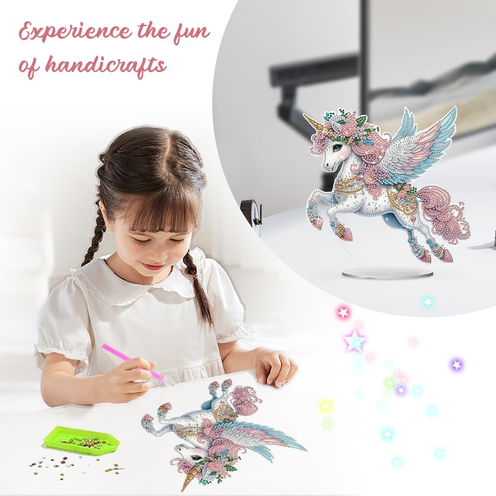 HASTHIP DIY 5D Diamond Painting Art Kit for Dreamy Unicorn 9.3 in Desk Decoration with Tools and Color Gems