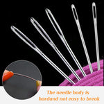HASTHIP Wool Knitting Needle Set for Crochet Projects with Clear Bottle | 15pcs Stainless Steel Big Eye Needles in 5.2–7 cm Sizes