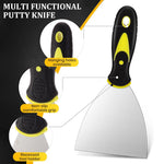 HASTHIP Putty Scraper Set for Drywall Repair featuring Anti Slip Handles and 5 Stainless Steel Blades