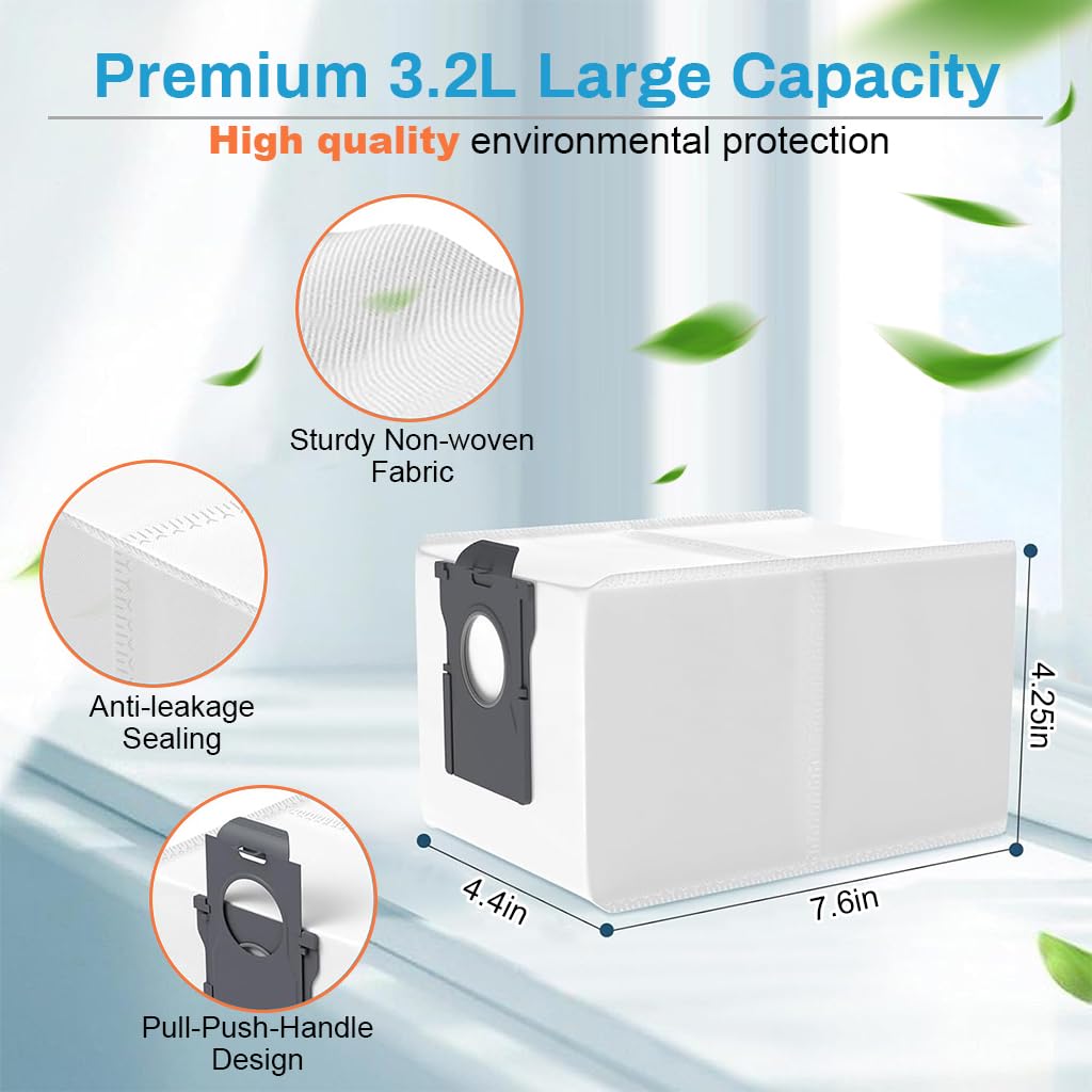 HASTHIP Dust Collector Bags for Dreame L10s Pro Ultra featuring 196x108x139mm Large Capacity | Pack of 4 with Superior Filtration
