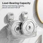 HASTHIP® No-Drill Bathroom Suction Storage Box, Large Capacity Strong Load-Bearing Suction Cup Storage Rack with Drain Holes, Removable Shower Caddy Hanging Wall Mount Kitchen Organizer-Transparent