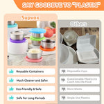 HASTHIP Small Condiment Containers for Salad Dressings featuring Leakproof Silicone Lids and Reusable Stainless Steel Cups 6 Pack 40ml