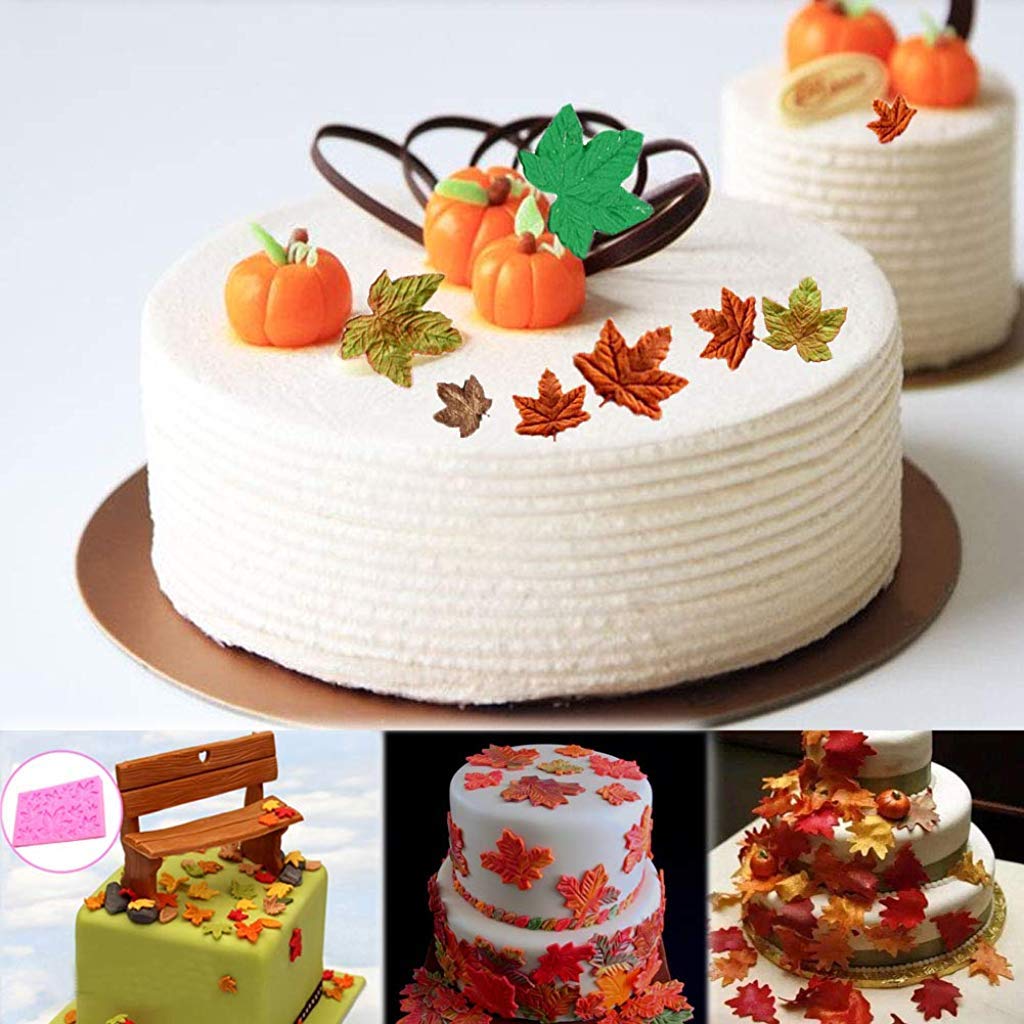 HASTHIP® 10PCS Silicone Leaves Fondant Molds 3D Mini Maple Leaf Rose Shaped DIY Cake Decoration 20 x 10 x 3 Centimeters