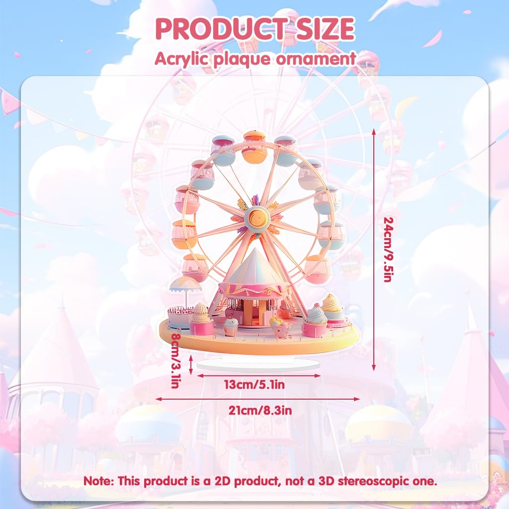 HASTHIP Acrylic Desktop Ornament for Home Decor with Pink and White Ferris Wheel Design | Valentine Gift Display