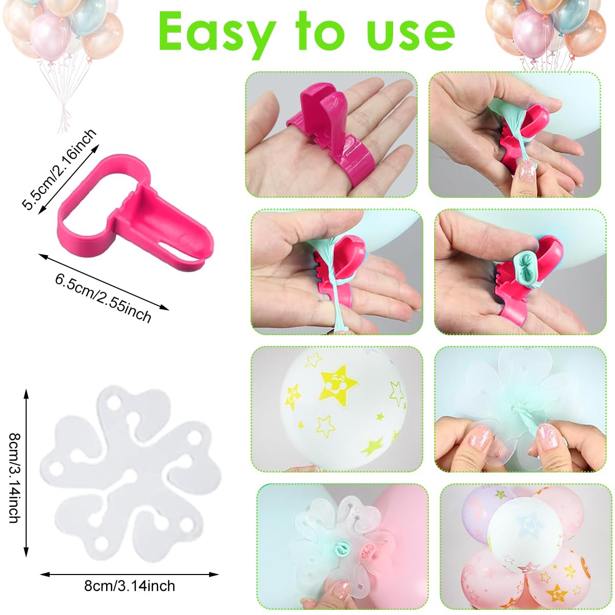 HASTHIP Party Balloon Supplies Set for Birthday and Wedding Decorations | Includes Hand Pump, Clips and Display Stand