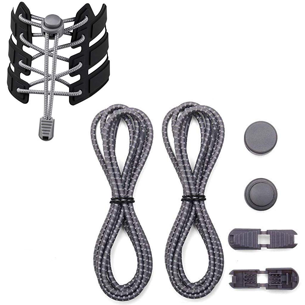 HASTHIP® Cordones Elásticos sin Nudos, Agujetas Deportivas con Sistema de Cierre Rápido, Ajustables y Resistentes al Agua para Zapatillas, Botas de Senderismo y Calzado Casual (Gris)