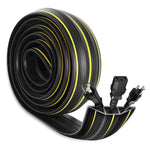 HASTHIP Floor Cord Cover for Home and Office with 3 Channels 6.56ft PVC | Waterproof Black Protector