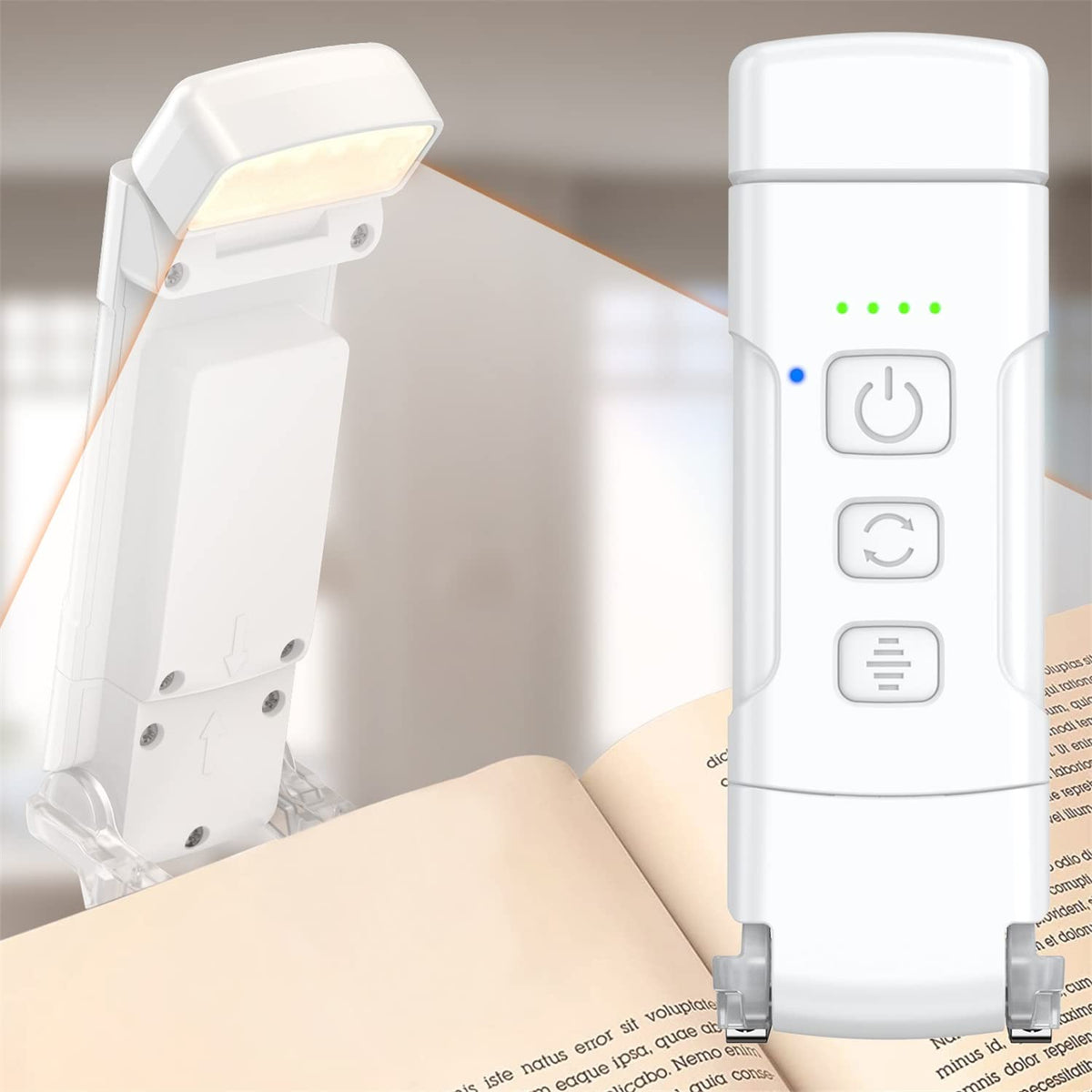 HASTHIP® Book Reading Light with Timer, Clip-On Led Bookmark Lamp with 3 Colors & 5 Brightness Dimmable, Mini Night Reading Lamp for Nighttime R