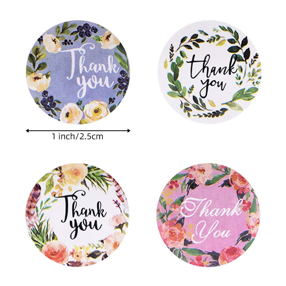 Paper Pretty 500pcs Round Floral Thank You Stickers Seal Label for Favor Party Handmade Envelope Stationery Sticker