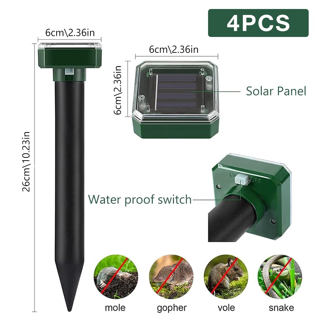 HASTHIP Ultrasonic Pest Repeller for Outdoor Lawn and Patio featuring Solar Power 4 Pcs | 3000 sq ft Coverage