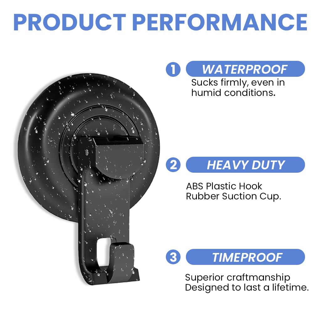 HASTHIP Wall Hooks for Bathroom and Kitchen with Strong Vacuum Suction Cup | 4Pcs Removable Set