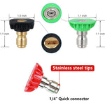 HASTHIP® 7-Spray Angle & Mode Nozzle Tip Set, High Pressure 4000 PSI, 1/4'' Quick Connect, Stainless Steel & Plastic, Universal Sprayer Accessory, Long Range for Hard-To-Reach Areas, Multi-Color