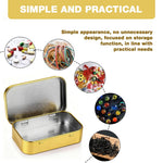 HASTHIP Small Tin Boxes for Crafts and Spices with Secure Lids 4Pcs 9.5x6x2.2cm | Gold Aluminium Storage Containers