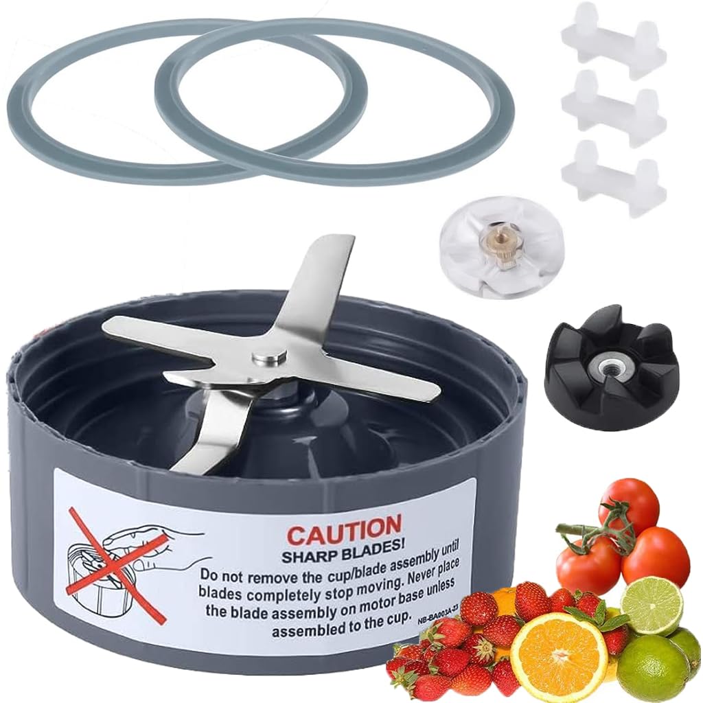HASTHIP Blender Replacement Parts for NutriBullet 600W and 900W featuring 6‑Fin 304 Stainless Blade | 8 Pieces Set with Gaskets and Motor Coupler