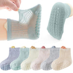 HASTHIP® Calcetines Antideslizantes para Bebés 0-18 Meses,6 Pares de Calcetines de Algodón Transpirable con Diseño Dibujos Animados,Cortos Cómodos para Niños y Niñas Recién