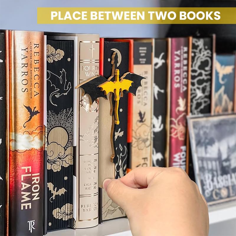 HASTHIP Book Divider for Sorting with 4.9 in 3D Wooden Dragon Design | Decorative Bookshelf Organizer