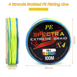 Proberos® Fishing Line Super Strong 0.6MM 110LB(50KG) 100M PE 4 Strands Monofilament Braided Fishing Line Angling Accessory, Durable Fishing Wire