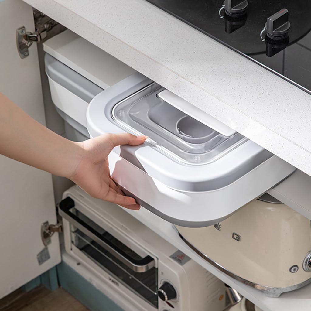 HASTHIP Collapsible Food Container for Dry and Pet Food with 11–27lbs Capacity | Transparent Lid and Airtight PP TPE Design