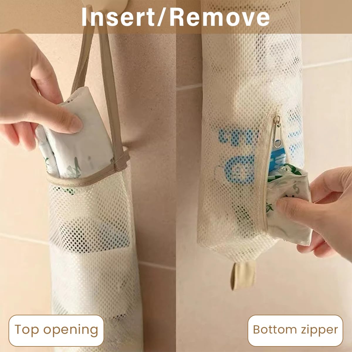 HASTHIP Mesh Garbage Bag Dispensers for Kitchen Storage featuring 51×12cm Mesh Design | Reusable and Washable