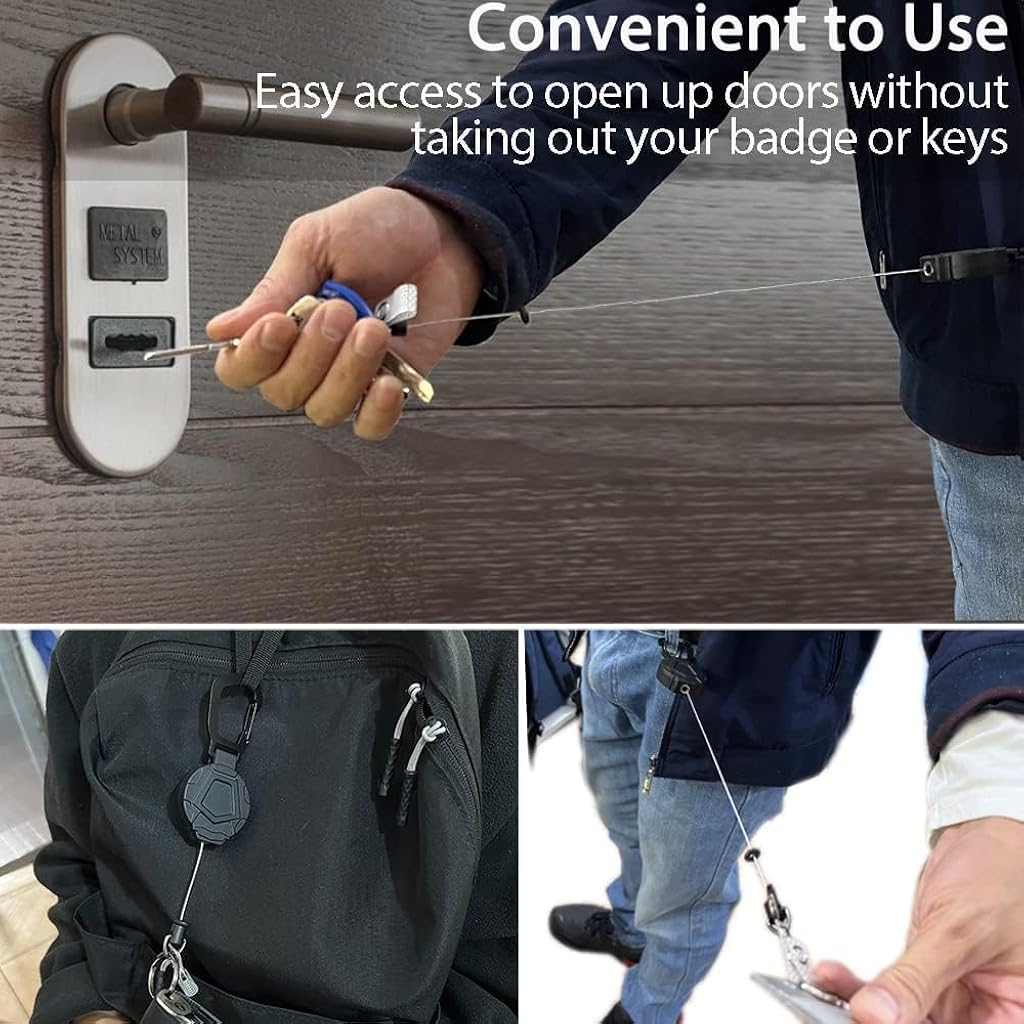 HASTHIP® Portable Retractable Keychain with ID Badge Holder Clip Heavy Duty Carabiner 31 Inch Metal Reel Easy Access Outdoor Anti-Lost 2PCS