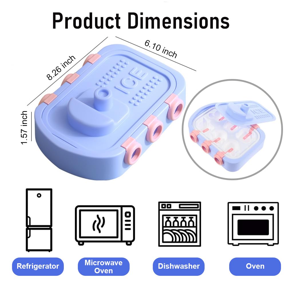 HASTHIP Ice Cream Mould for Freezer with 6 Cartoon Shapes and Lid | BPA-Free Silicone for Kids