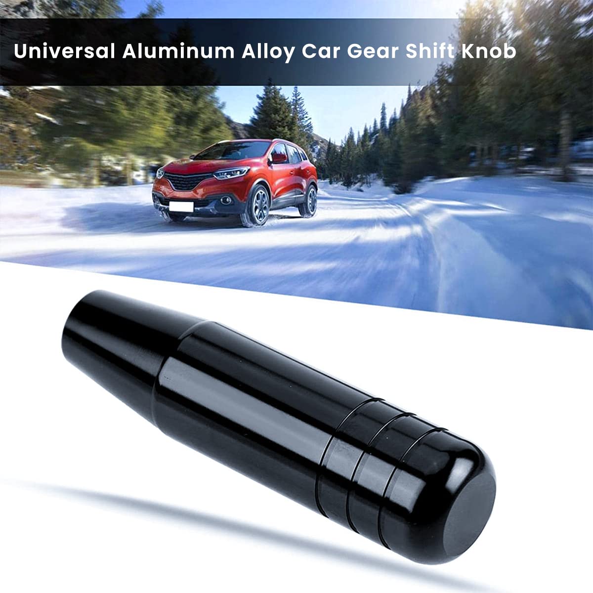 ZIBUYU® Car Gear Shift Knob, Universal Car Gear Shifter, 7" Gear Shift Handle Aluminum Alloy Shifting Lever Stick Shifter Knob Handle Fit Most Manual Automatic Vehicles with 8/10/12mm Adapters, Black