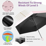 HASTHIP® Mini Sun Umbrella Automatic Open, UPF 50+ Automatic Open/Close Windproof Travel Folding Umbrella with 6 Strong Ribs Design, 99 UV Protection Fashion Outdoor Umbrella with Hanging Handle, Pink