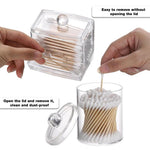 HASTHIP Makeup Cotton Storage Box for Vanity and Bathroom with Lids and Bottom Slot | 3Pcs Clear Acrylic Organizer Set