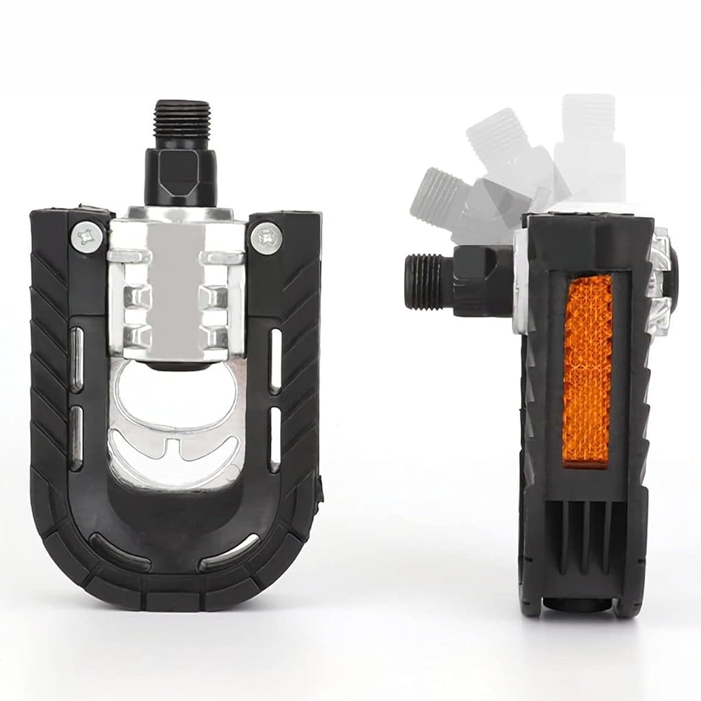 HASTHIP® Bike Pedals, Folding Bike Pedals Universal 9/16'' with Reflective Strips | Aluminum | Non-Slip