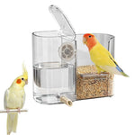 HASTHIP® 2 in 1 Bird Feeder Water Dispenser,Automatic Acrylic Water Feeder,Bird Food Container,Parakeet Cage Accessories for Small Parakeet Cockatiel Budgie Lovebirds-Transparent
