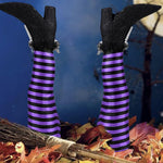 HASTHIP® Halloween Garden Stakes Decorative - Purple Halloween Witch Leg Yard Stakes - Spooky Halloween Party Garden Decor - Festival Outdoor Decoration for Lawn, Yard, Patio Decor - (2 Pack)