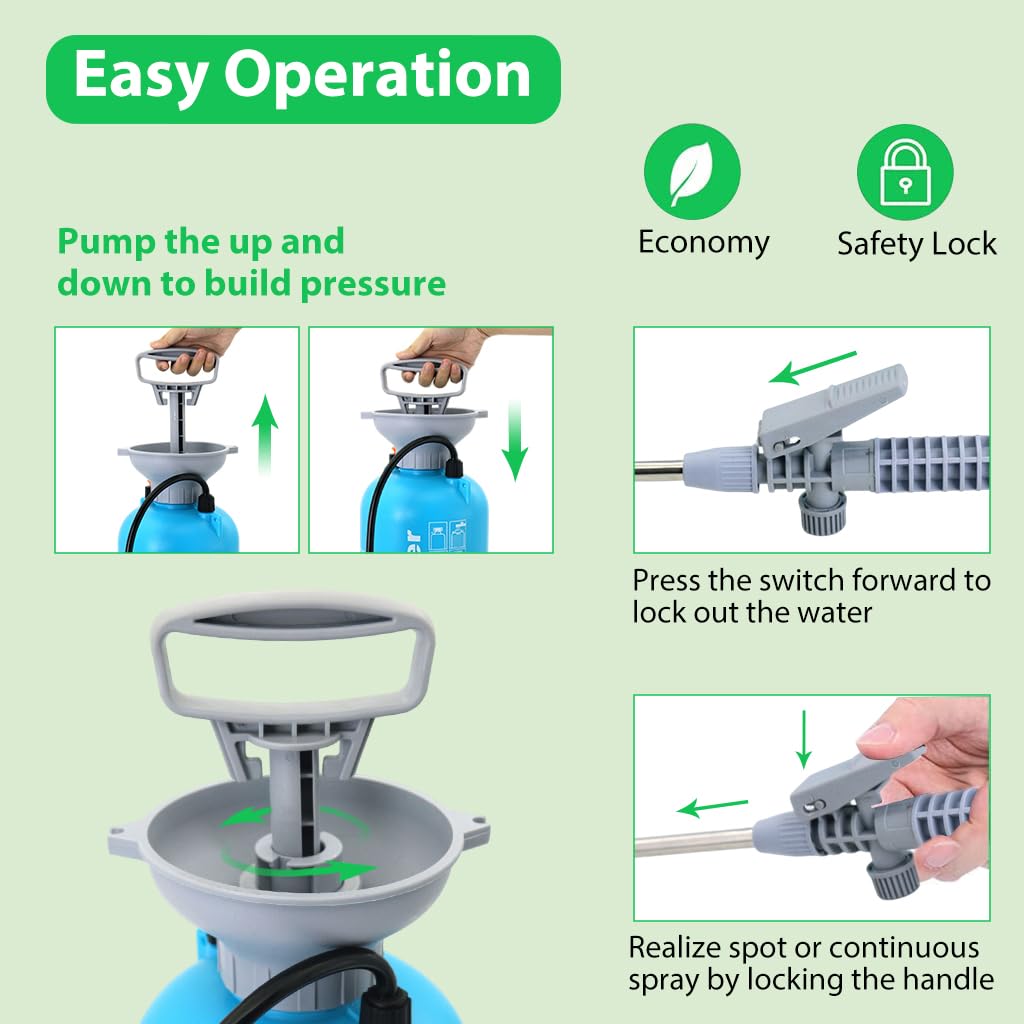 HASTHIP® 5L Gardening Water Sprayer Manual Pump Water Sprayer Long Stainless Steel Nozzle Pump Sprayer Portable Gardening Water Sprayer Bottle with Handle & Shoulder Strap