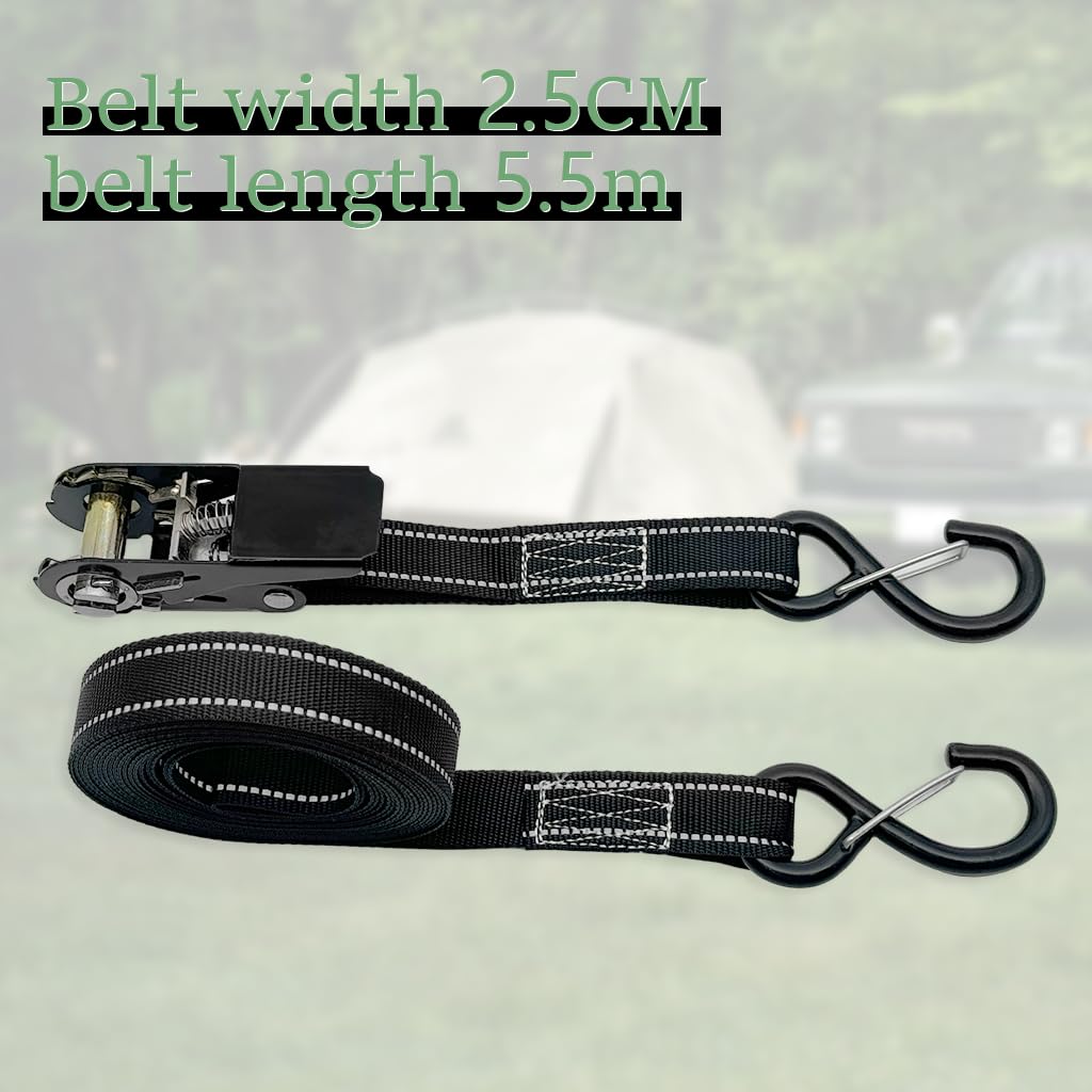 HASTHIP Ratchet Straps for Cargo and Vehicle Transport featuring Double Loop Hooks and 16.4 ft Nylon Webbing | 1600 lbs Break Strength