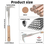 HASTHIP Stainless Steel Manual Weeder for Gardening with Built In Small Axe | Ergonomic Wooden Handle 11.8 in