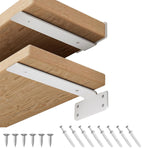 HASTHIP Floating Shelf Brackets for Wall Storage with Screw-Fixed T-Shape Support | White Carbon Steel 2Pcs 6 in